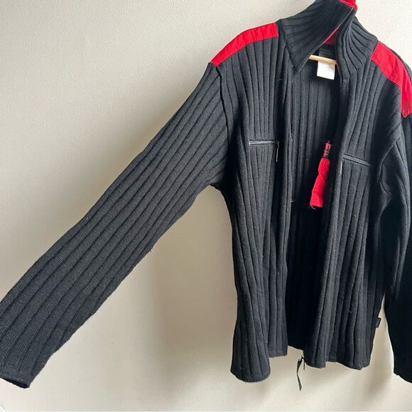VTG Versace Jeans Coture Full Zip Ribbed Long Sleeve Sweater jacket Mens XXL - Picture 5 of 16